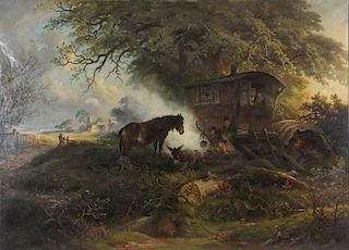 COOPER, Thomas George. Oil on Canvas. Gypsies in