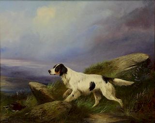 GRAEME, Colin. Oil on Canvas. Hunting Dog with