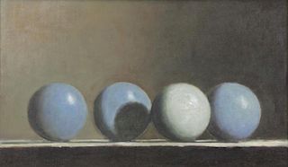 GIBSON, John. Oil on Canvas. Four Blue Balls, 1987