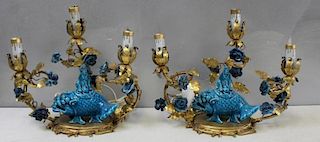 Pair of French Bronze Candlebra with Chinese