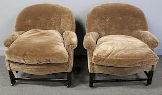 PAIR of Mid-Century Down Filled Mohair Upholstered