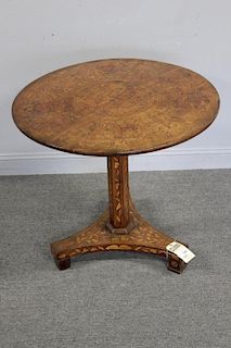 Dutch  Marquetry Inlaid Center Table.