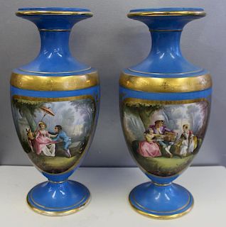 Large and Impressive Pair of Sevres Gilt and Paint