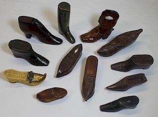Collection of Antique Snuff Shoe Boxes.