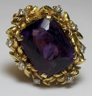 JEWELRY. 18kt Gold, Amethyst, and Diamond Cocktail