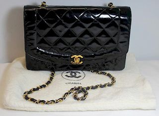 Vintage Chanel Patent Leather Shoulder Purse.