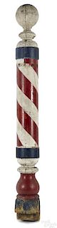 Large turned and painted barber pole, late 19th c
