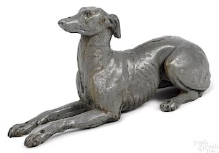 Painted cast iron whippet lawn ornament, ca. 1900
