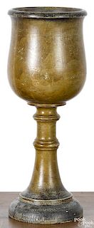 Large turned and painted wooden chalice, 19th c.