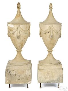 Massive pair of composition garden urns, 20th c.