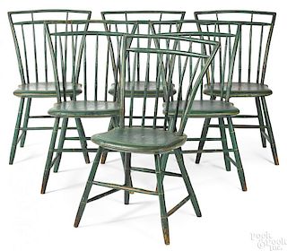 Set of six New England, Sheraton painted chairs