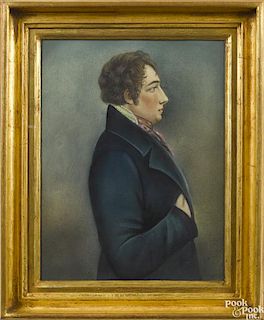 Pastel profile portrait of a gentleman