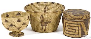 Three Papago Native American Indian coiled baskets