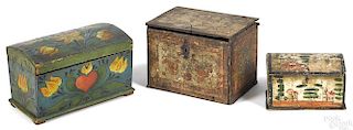 Three Continental painted boxes, 19th c.