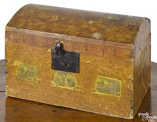 New England painted basswood dome lid box 19th c.