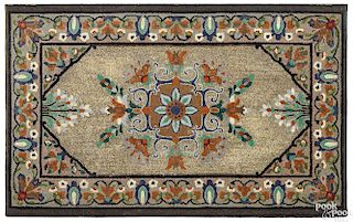 American hooked floral rug, early 20th c.
