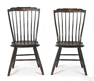 Pair of New England painted Windsor chairs