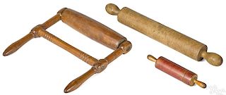 Three wooden rolling pins, 19th c.
