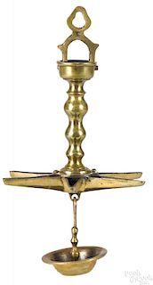 Continental brass hanging fat lamp, 18th c.