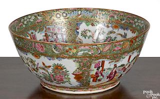 Chinese export porcelain rose medallion punch bowl