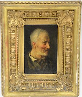 Ferdinand Georg Waldmuller (1793-1865) oil on panel portrait bust of a man, signed right side F. Waldmuller 1860, 6 1/8" x 4