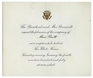 Formal Printed Invitation to White House Reception.