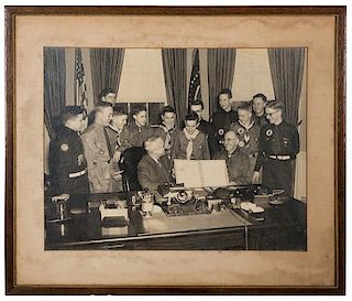 Truman, Harry S. Photo with Eagle Scouts.