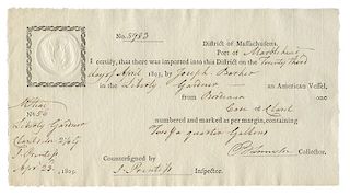 Benjamin Lincoln Signed Certificate.