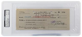 J. Paul Getty Signed Check.