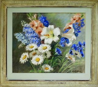 Mae Bennett Brown Floral Still Life Painting