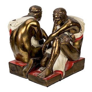 Pair of 1920s Bronze Bookends.