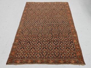 C.1890 Persian Senneh Wool & Silk Carpet Rug