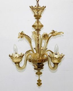 Italian Venetian Art Glass 3 Light Chandelier