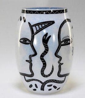 Kosta Boda Adam Eve Serpent Art Glass Vase