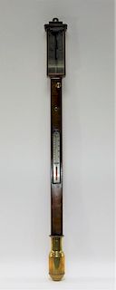 19C. English Mahogany Stick Barometer
