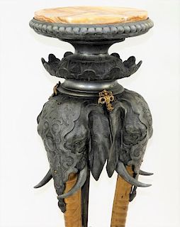 EXCEPTIONAL Moorish Cast Iron Elephant Pedestal