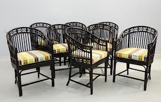 8 High Style Lacquered Bamboo Continuous Armchairs