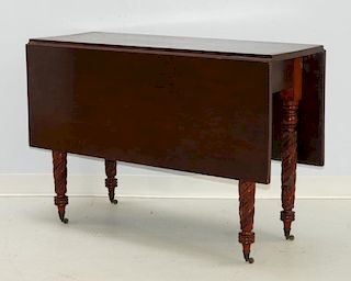 American Federal Carved Mahogany Drop Leaf Table