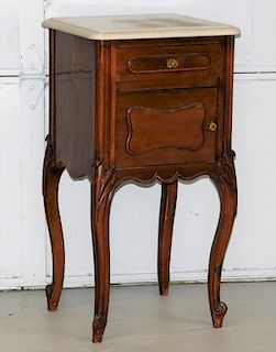 French Fruitwood Marble Top Humidor Stand