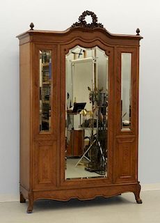 LG French Parquetry Veneer Mirrored Armoire