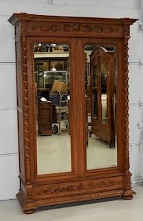 LG French Carved Fruitwood Armoire