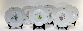 6 Herend Porcelain Botanical Floral Plates
