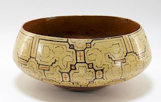 19C. Peruvian Shipibo Pottery Geometric Low Bowl