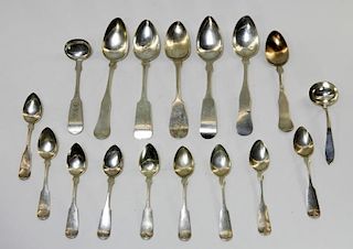 16 American Coin Silver Table Tea Spoons & Ladles