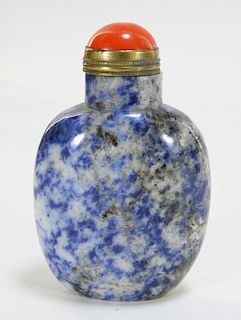Chinese Carved Speckled Hardstone Snuff Bottle