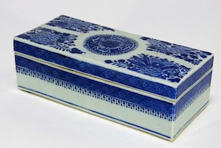 Chinese Export Blue Fitzhugh Porcelain Covered Box
