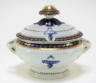 Chinese Export Porcelain Flower Basket Tureen