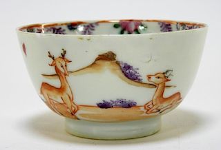 Chinese Export Porcelain Deer Tea Bowl Cup