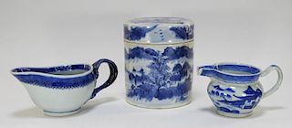 3 Chinese Export Blue & White Porcelain Articles