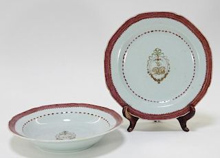 2PC Chinese Export Pseudo Armorial Bowl & Plate